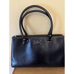 Kate Spade Black Wellesley Martine Leather XL Satchel Tote Handbag